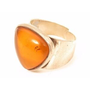 Jay King DTR Triangle Amber Cabochon Stunning Sterling Silver Designer Ring*Sz 7